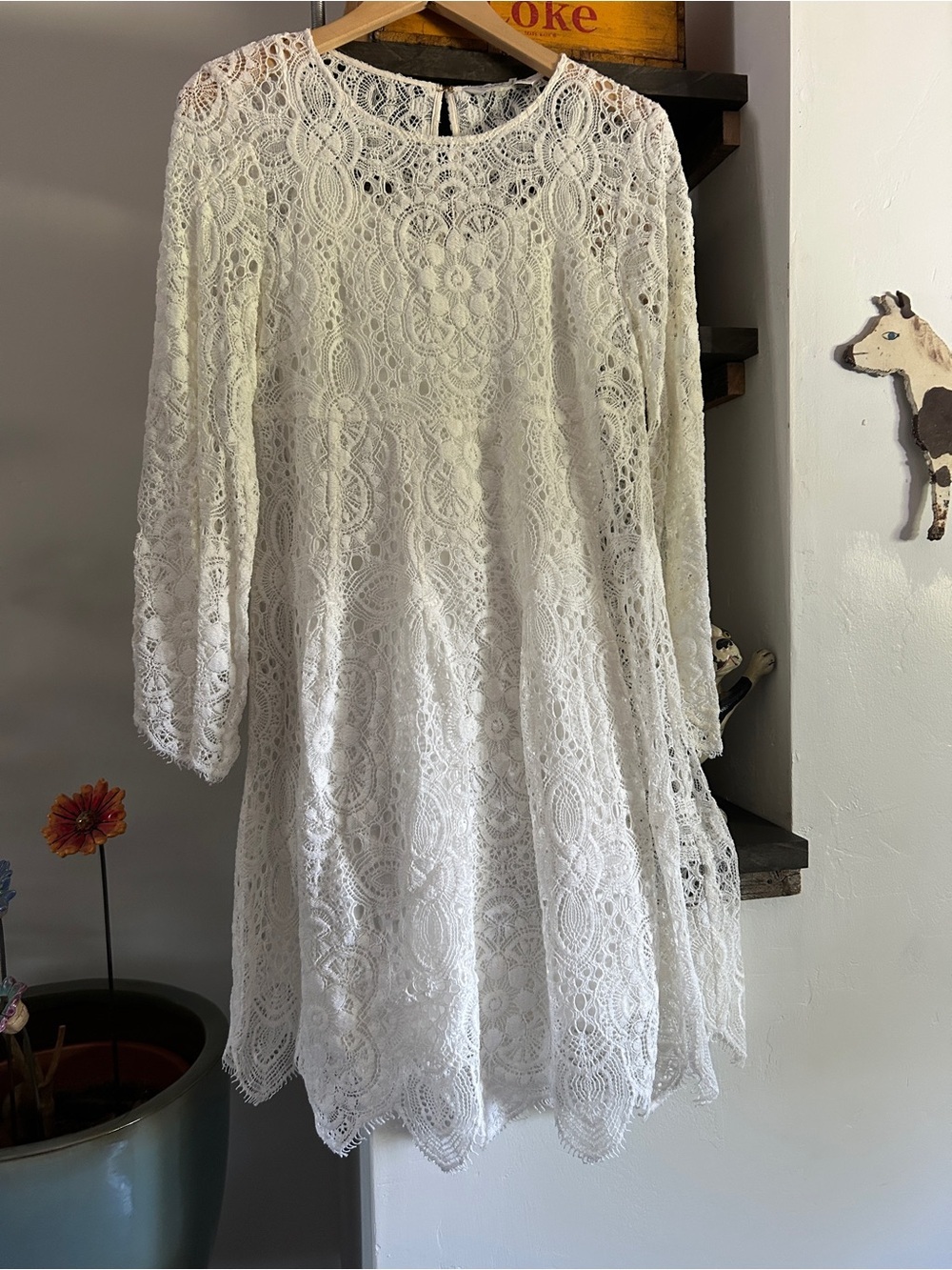 Trina Turk White Crochet Lace Shift Dress